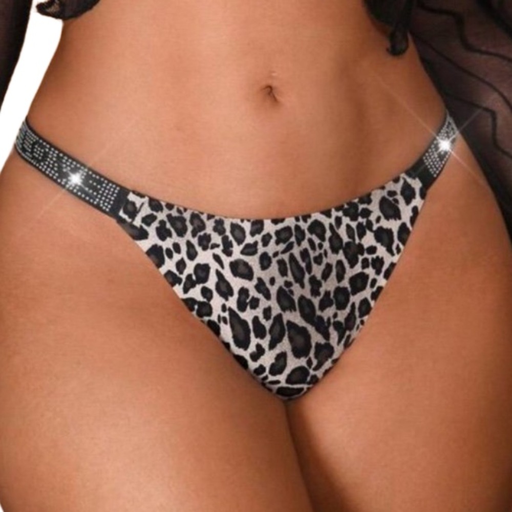 Leopard Print Shine Strap Women's Thong